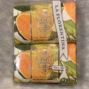 Citrus Scented Hand Soap Made in Italy by La Florentina Set of Two 7oz Bars NWT